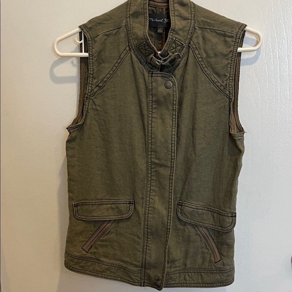 Michael Stars Khaki Sleeveless Jacket